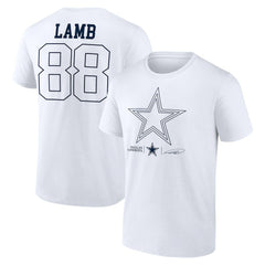CeeDee Lamb Dallas Cowboys Tonal Name & Number T-Shirt - White outlet