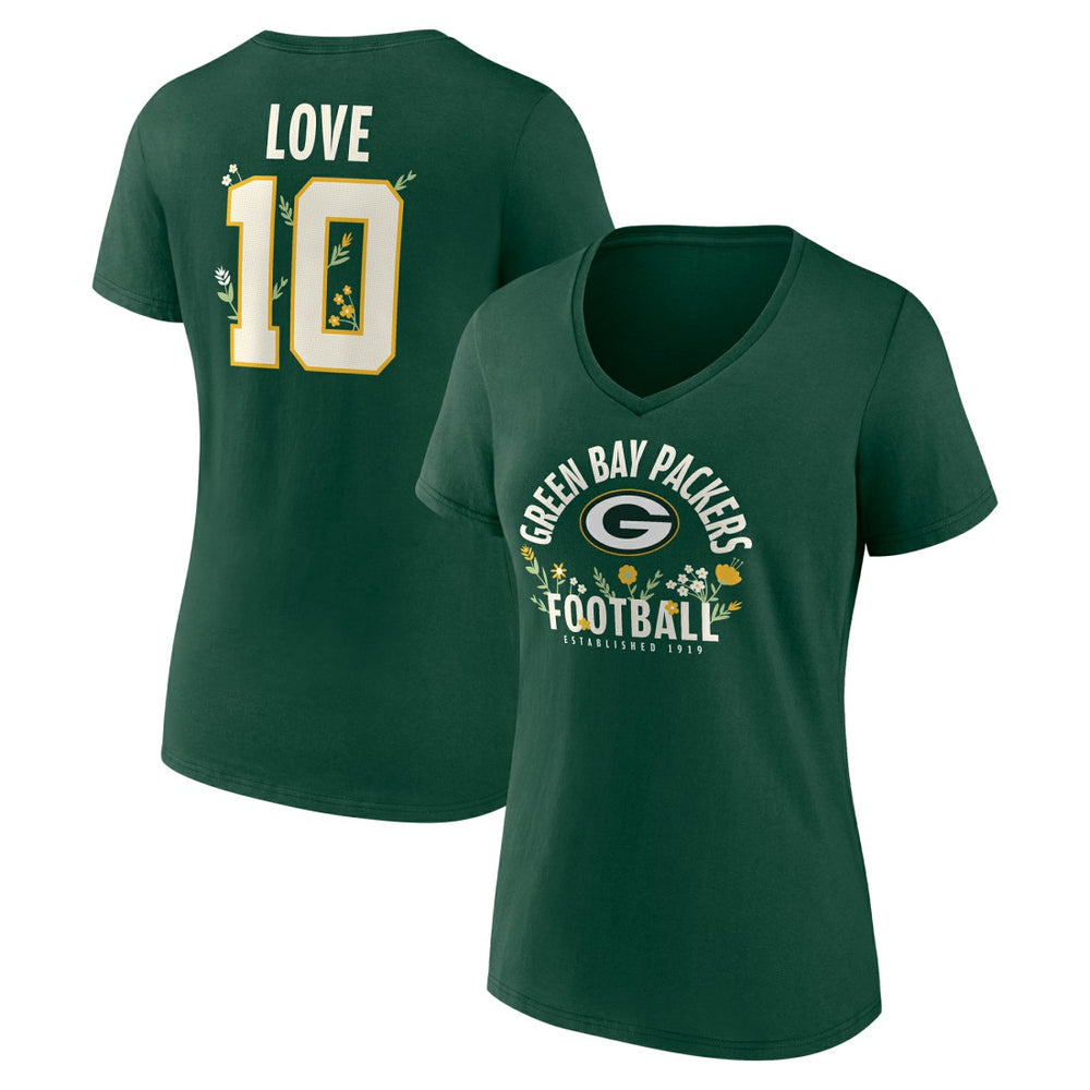 Jordan Love Green Bay Packers Women's Floral Name & Number V-Neck T-Shirt - Green online