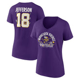 Justin Jefferson Minnesota Vikings Women's Floral Name & Number V-Neck T-Shirt - Purple on sale