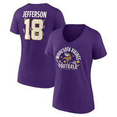 Justin Jefferson Minnesota Vikings Women's Floral Name & Number V-Neck T-Shirt - Purple on sale