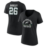 Saquon Barkley Philadelphia Eagles Women's Floral Name & Number V-Neck T-Shirt - Black for sale