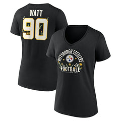 T.J. Watt Pittsburgh Steelers Women's Floral Name & Number V-Neck T-Shirt - Black sale