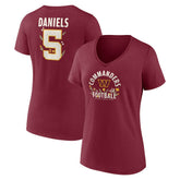 Jayden Daniels Washington Commanders Women's Floral Name & Number V-Neck T-Shirt - Garnet discount