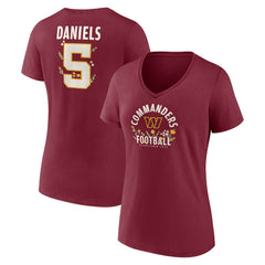 Jayden Daniels Washington Commanders Women's Floral Name & Number V-Neck T-Shirt - Garnet discount