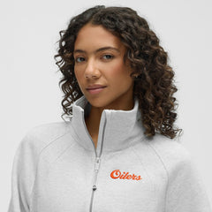 Edmonton Oilers lululemon Women's Long Scuba Oversized Half-Zip Funnel Neck - Heathered Core Ultra Light Grey