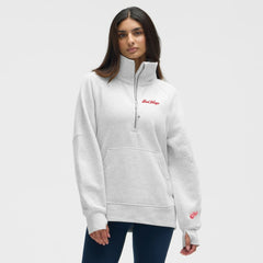 Detroit Red Wings lululemon Women's Long Scuba Oversized Half-Zip Funnel Neck - Heathered Core Ultra Light Grey
