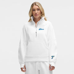 St. Louis Blues lululemon Women's Long Scuba Oversized Half-Zip Funnel Neck - White