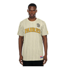 San Diego Padres Throwback Meshback Pinstripe T-Shirt Cream