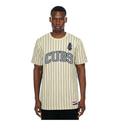 Chicago Cubs Throwback Meshback Pinstripe T-Shirt Cream