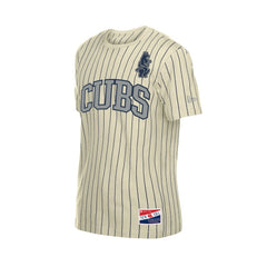 Chicago Cubs Throwback Meshback Pinstripe T-Shirt Cream