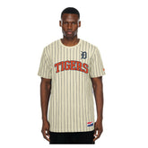 Detroit Tigers Throwback Meshback Pinstripe T-Shirt Cream