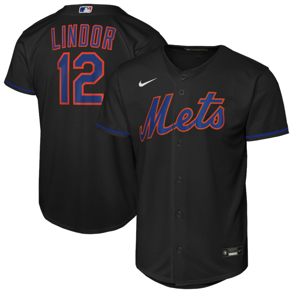 Francisco Lindor New York Mets Youth Alternate Replica Jersey Black
