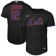 Francisco Lindor New York Mets Youth Alternate Replica Jersey Black