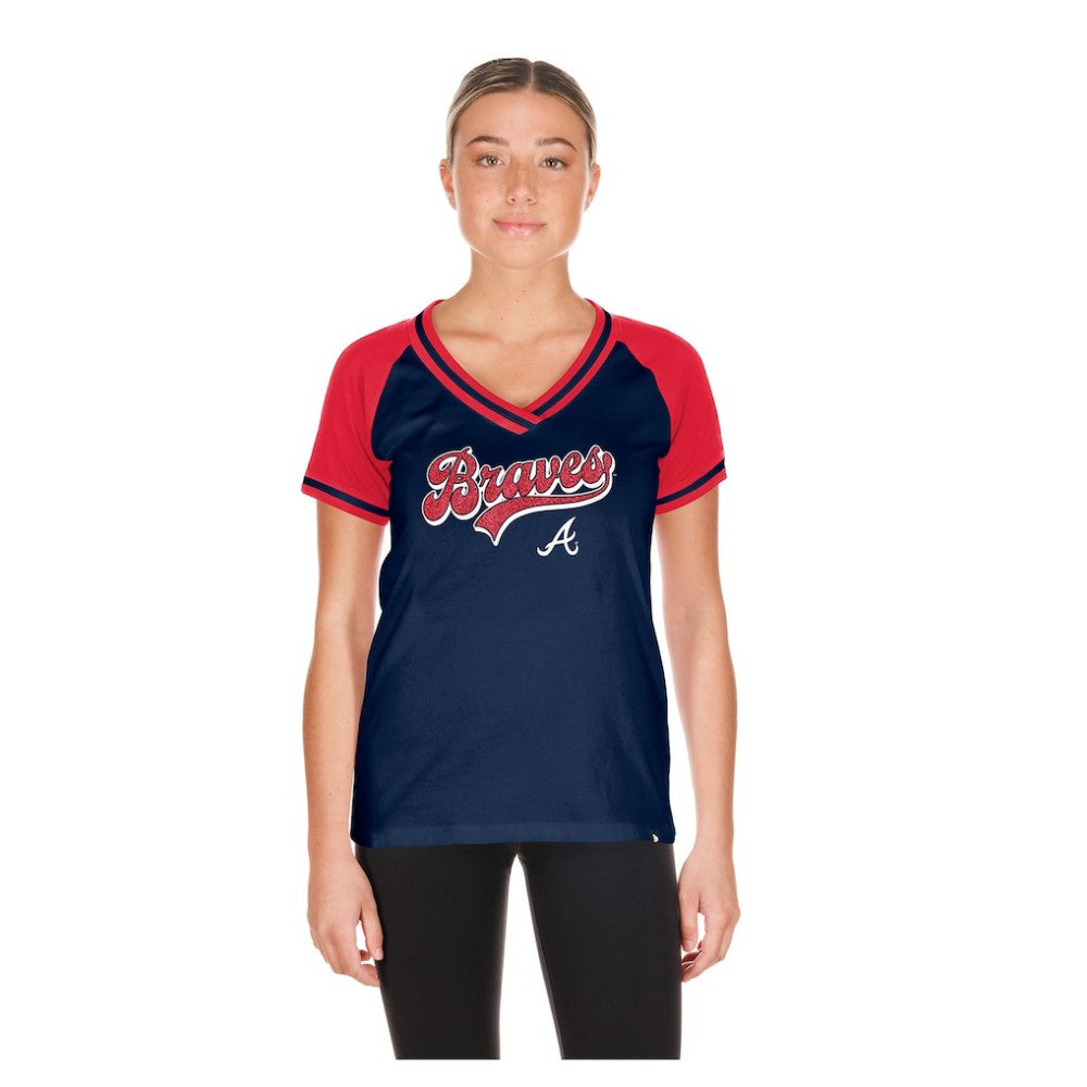 Atlanta Braves Women's Gameday V-Neck T-Shirt Navy