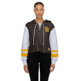 San Diego Padres Women's Boxy Lace-Up Hoodie Brown