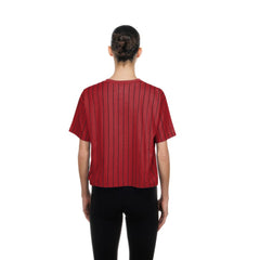 Arizona Diamondbacks Women's Throwback Meshback Pinstripe Boxy T-Shirt Red