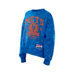 New York Mets Women's Throwback Oversized Boxy Sweatshirt Royal
