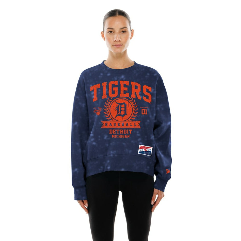 Detroit Tigers Women's Throwback Oversized Boxy Sweatshirt Navy