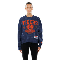 Detroit Tigers Women's Throwback Oversized Boxy Sweatshirt Navy