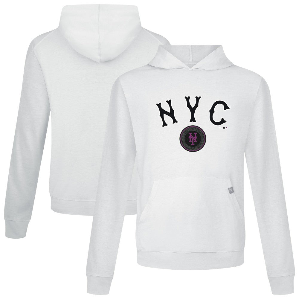 New York Mets Levelwear City Connect Relay Back Splash Pullover Hoodie White