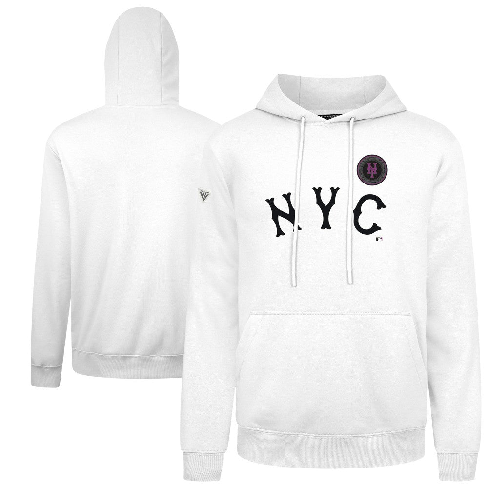 New York Mets Levelwear City Connect Podium Core Logo Pullover Hoodie White