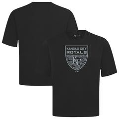 Kansas City Royals Levelwear Oversized Luxe Signature Knit Buckler T-Shirt Black
