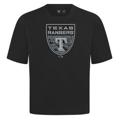 Texas Rangers Levelwear Oversized Luxe Signature Knit Buckler T-Shirt Black