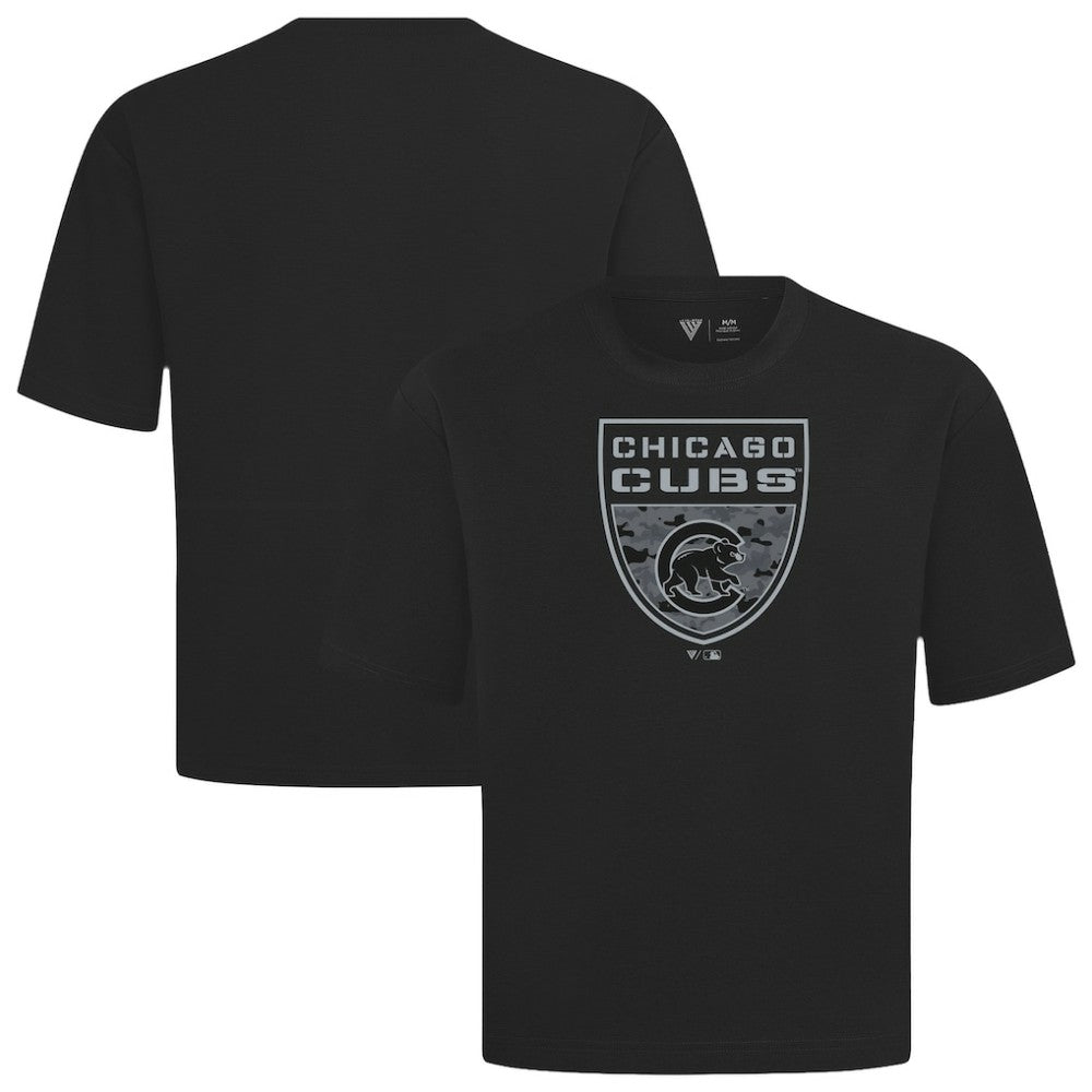 Chicago Cubs Levelwear Oversized Luxe Signature Knit Buckler T-Shirt Black