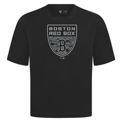 Boston Red Sox Levelwear Oversized Luxe Signature Knit Buckler T-Shirt Black