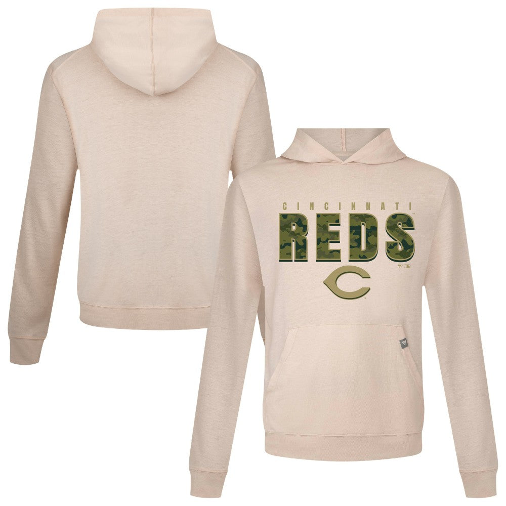 Cincinnati Reds Levelwear Relay Protect Pullover Hoodie Khaki