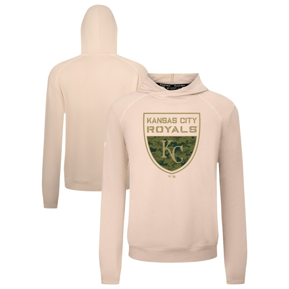 Kansas City Royals Levelwear Mandate Buckler Tri-Blend Pullover Hoodie Khaki