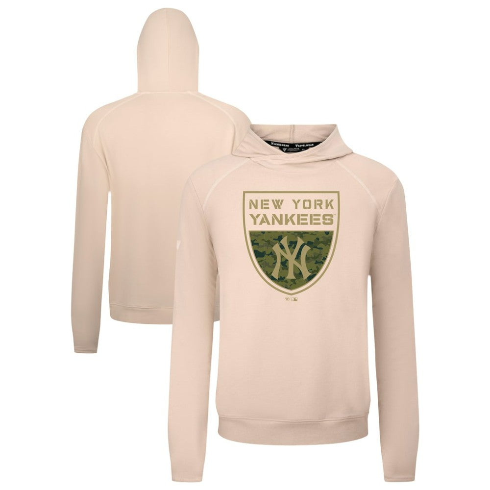 New York Yankees Levelwear Mandate Buckler Tri-Blend Pullover Hoodie Khaki