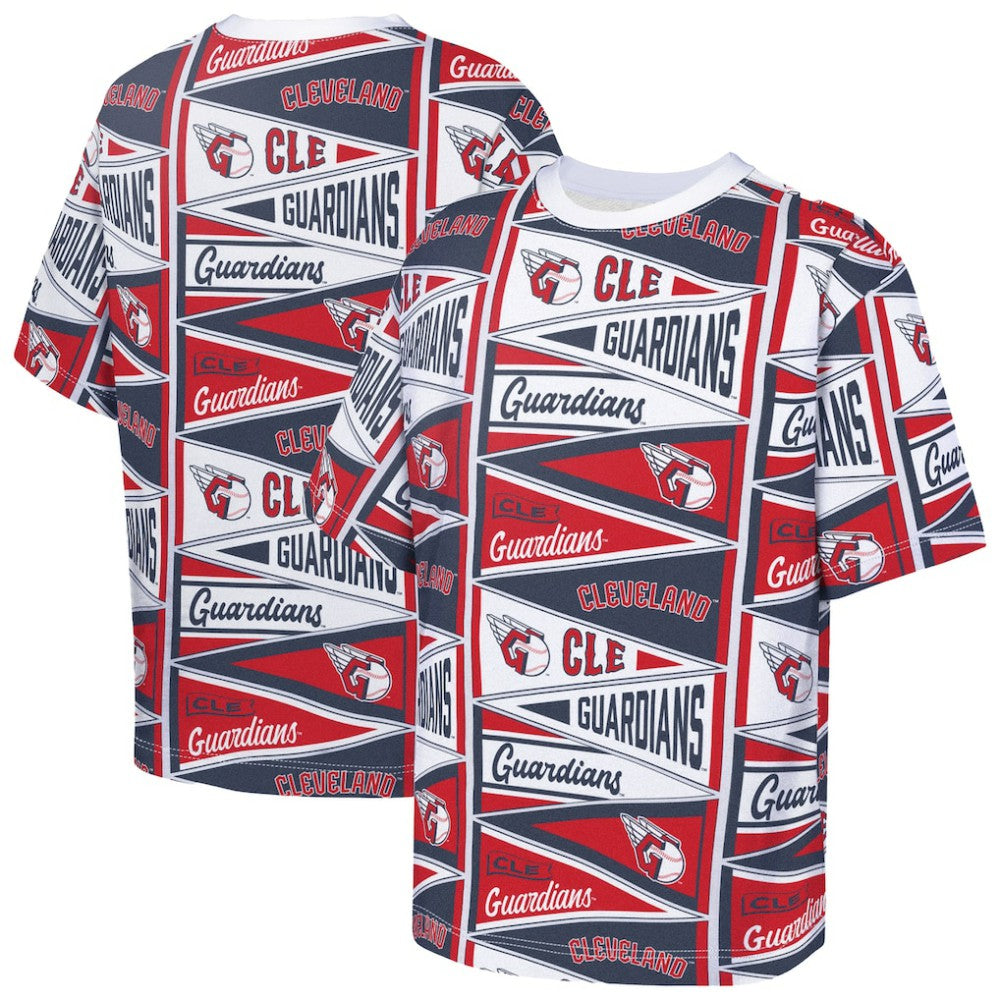 Cleveland Guardians Outerstuff Youth All-Over Pennant T-Shirt Red