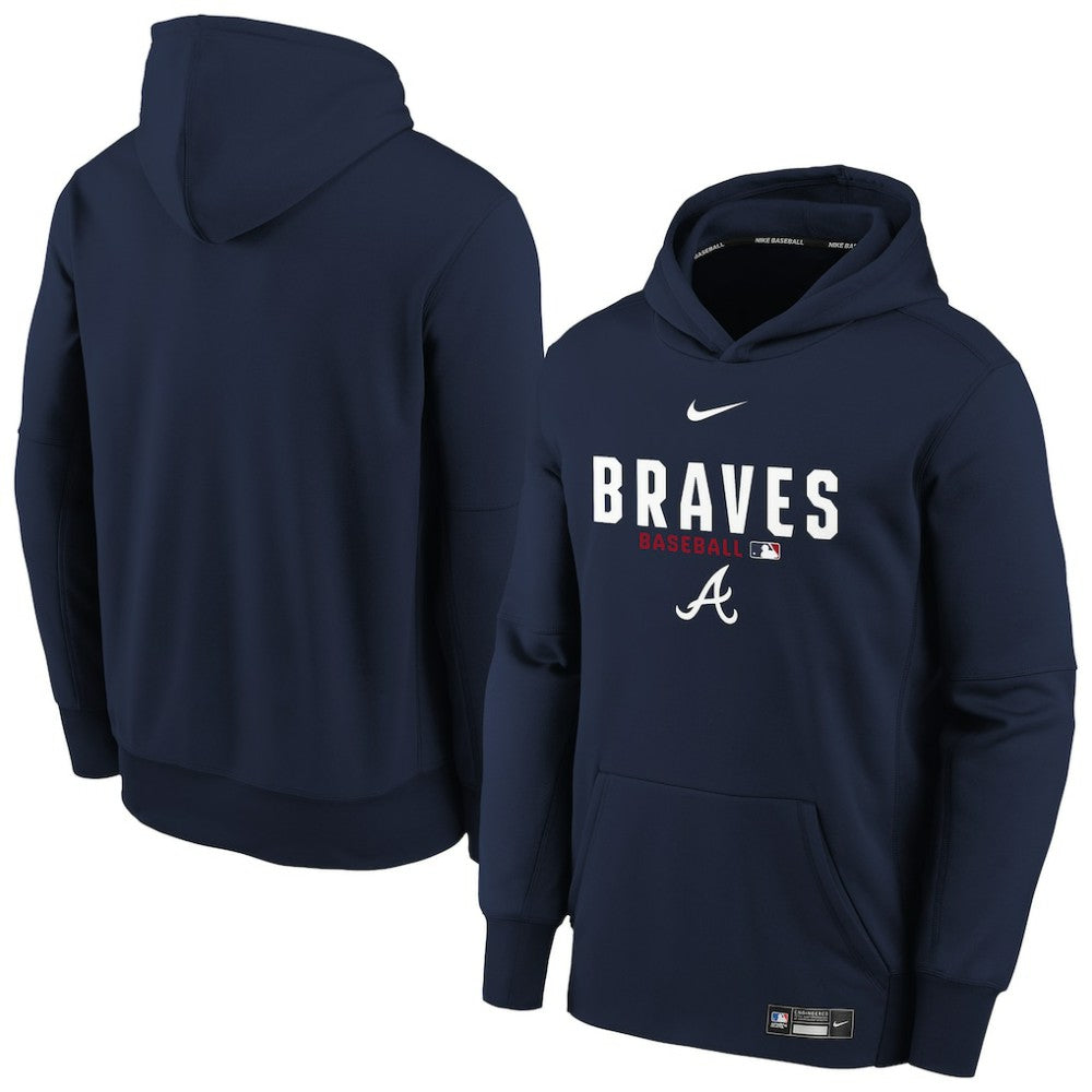 Atlanta Braves Youth Authentic Collection Therma-FIT Hoodie Navy