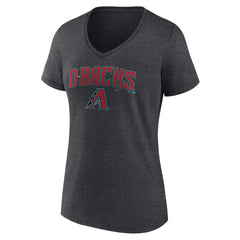 Arizona Diamondbacks Women's Team Lockup V-Neck T-Shirt Charcoal