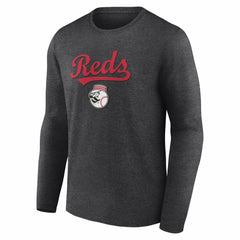 Cincinnati Reds Team Lockup Long Sleeve T-Shirt Charcoal