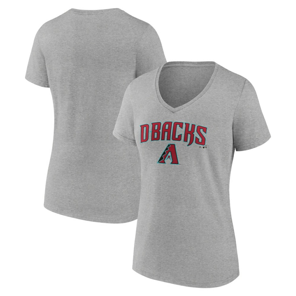 Arizona Diamondbacks Women's Team Lockup V-Neck T-Shirt Gray