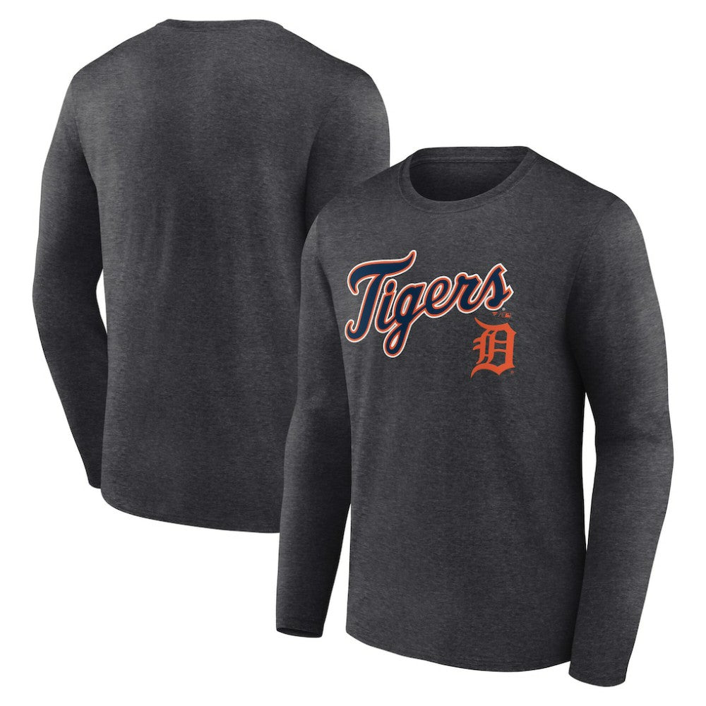 Detroit Tigers Team Lockup Long Sleeve T-Shirt Charcoal