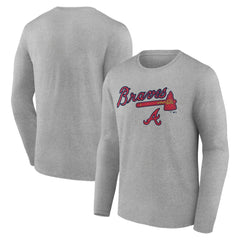Atlanta Braves Team Lockup Long Sleeve T-Shirt Gray
