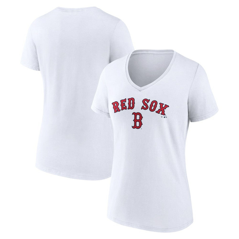 Boston Red Sox Women's Team Lockup V-Neck T-Shirt White