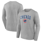 Chicago Cubs Team Lockup Long Sleeve T-Shirt Gray