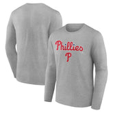 Philadelphia Phillies Team Lockup Long Sleeve T-Shirt Gray