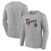 Detroit Tigers Team Lockup Long Sleeve T-Shirt Gray