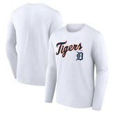 Detroit Tigers Team Lockup Long Sleeve T-Shirt White