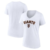 San Francisco Giants Women's Team Lockup V-Neck T-Shirt White