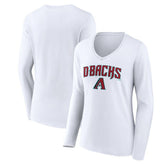 Arizona Diamondbacks Women's Team Lockup Long Sleeve V-Neck T-Shirt White