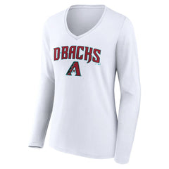 Arizona Diamondbacks Women's Team Lockup Long Sleeve V-Neck T-Shirt White