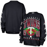 Minnesota Twins Women's Trendy Team Go Big Oversized Sweatshirt Navy