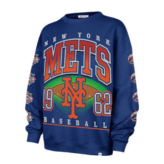 New York Mets Women's Trendy Team Go Big Oversized Sweatshirt Royal