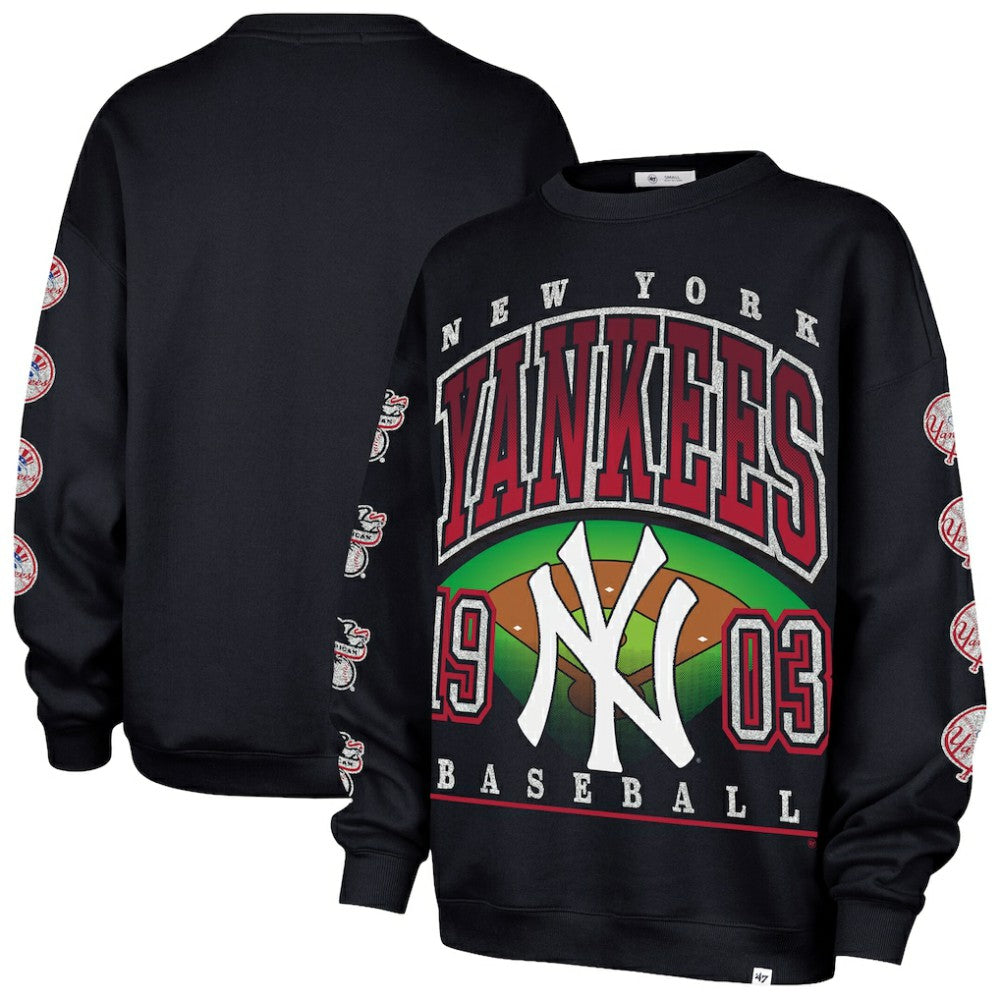 New York Yankees Women's Trendy Team Go Big Oversized Sweatshirt Navy
